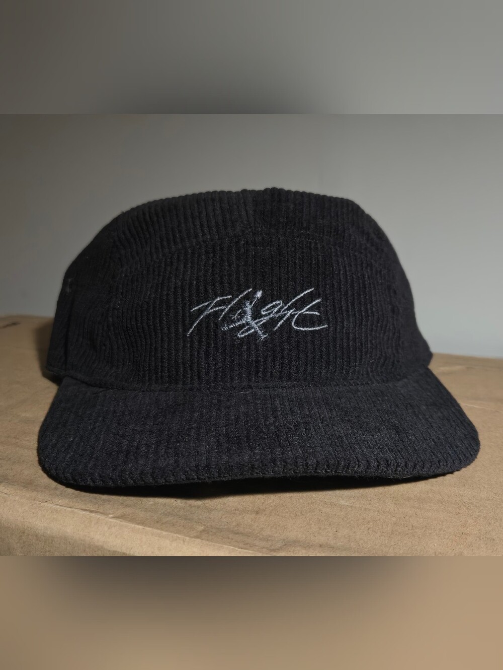 Nike Air Jordan Black Corduroy 5-Panel Cap with Flight Embroidered